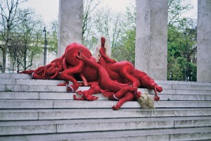 One of the artists from this year's City of Women: Justyna Koeke, "Monument", performance in Paris, 2008.