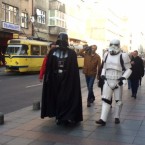 The Empire strikes back, but it's a soft blow. Darth Vader and Stormtrooper in central Sarajevo. Photo: radiosarajevo.ba